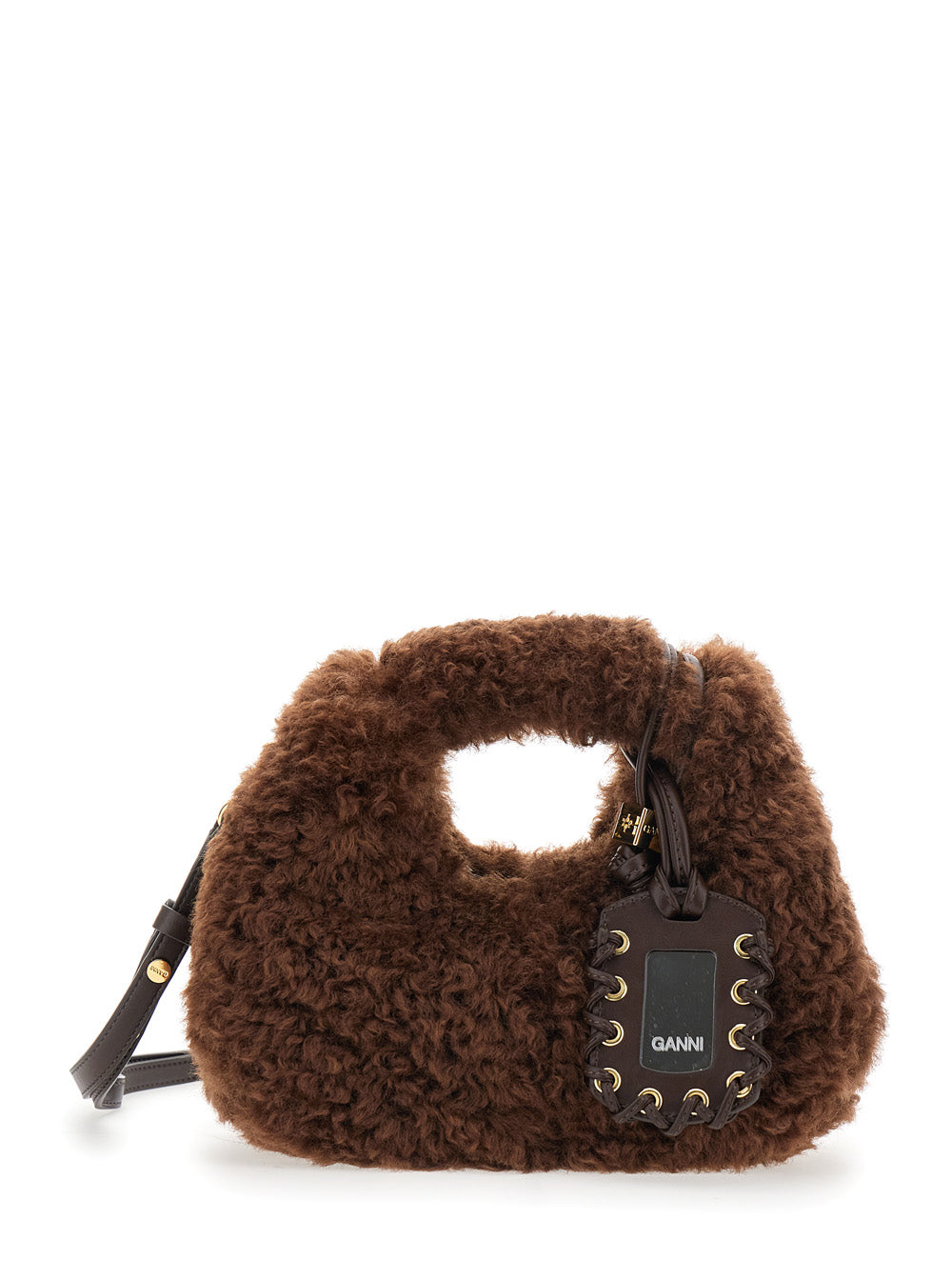 Ganni Women Handbag With Brown Fur Details For Women GANNI
