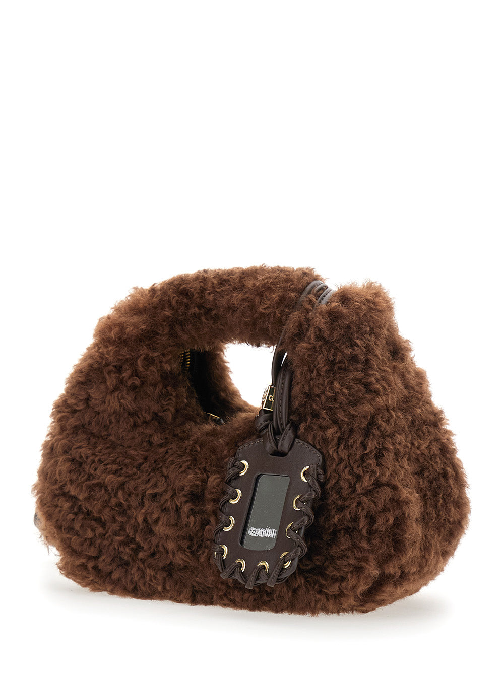 Ganni Women Handbag With Brown Fur Details For Women GANNI