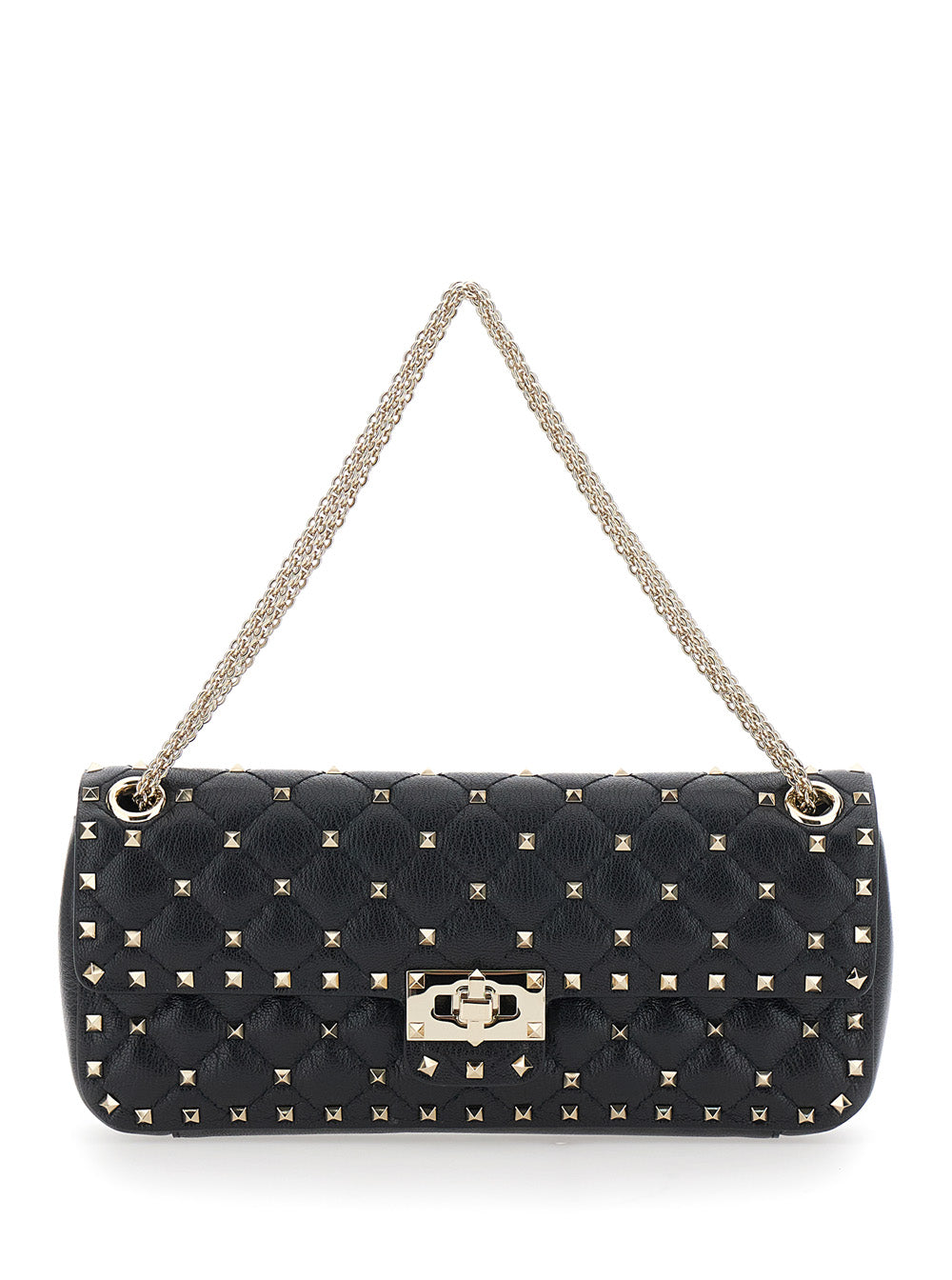 Valentino Garavani Women Small Shoulder Bag | Rockstud Spike | Capretto Lucido Soft/Platinum Studs VALENTINO GARAVANI