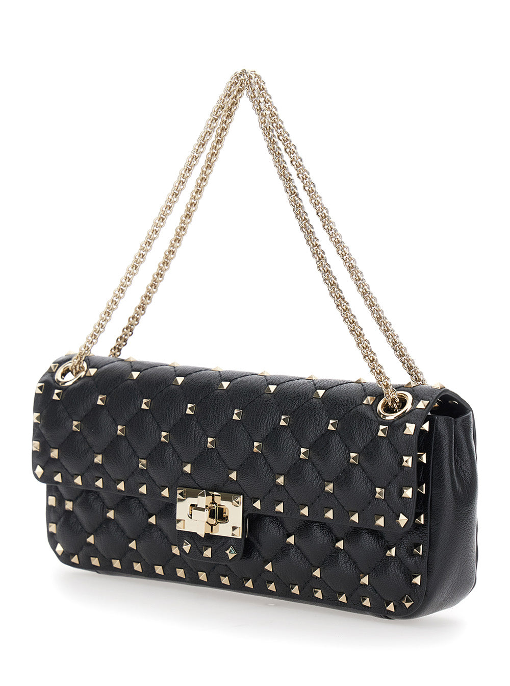 Valentino Garavani Women Small Shoulder Bag | Rockstud Spike | Capretto Lucido Soft/Platinum Studs VALENTINO GARAVANI
