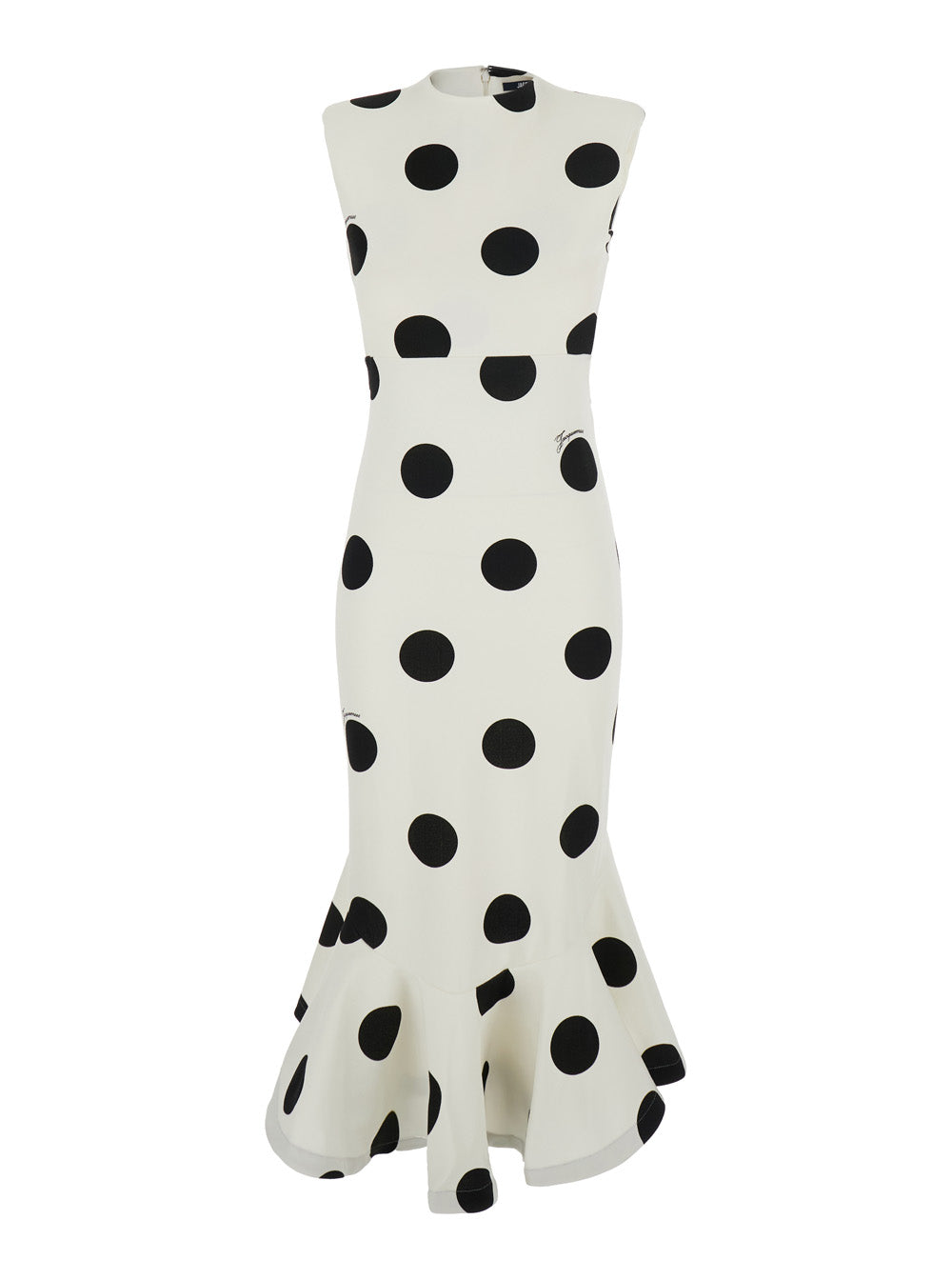 Jacquemus Women 'La Robe Palmier Pois' White Sleeveless Long Dress With Cut-Out On The Back And All-Over Polka Dot Motif In Stretch Viscose Blend For Women JACQUEMUS