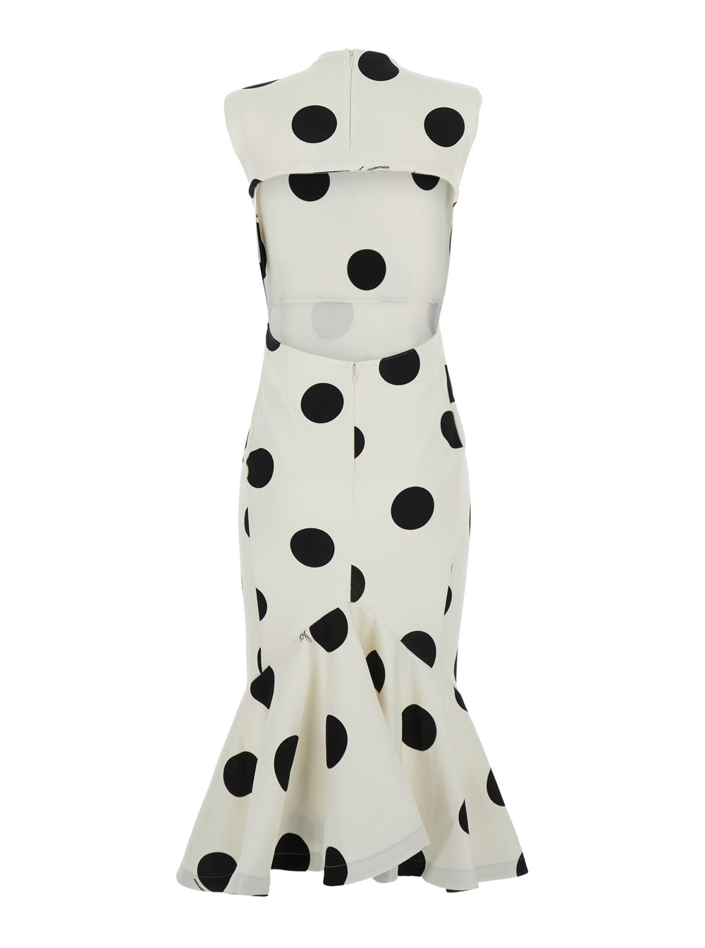 Jacquemus Women 'La Robe Palmier Pois' White Sleeveless Long Dress With Cut-Out On The Back And All-Over Polka Dot Motif In Stretch Viscose Blend For Women JACQUEMUS