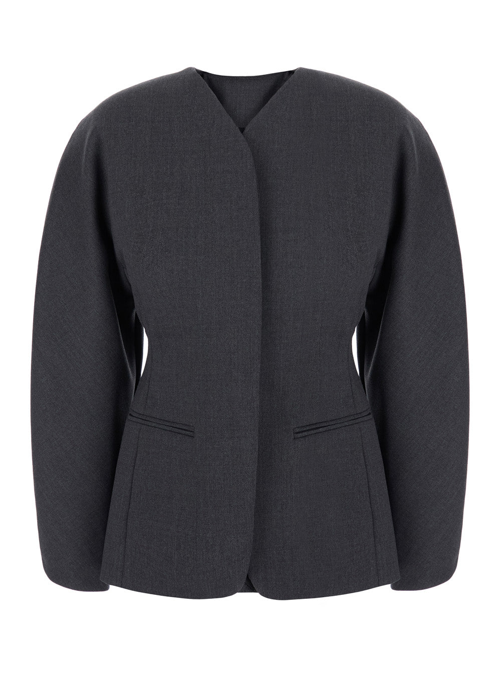Jacquemus Women La Veste Ovalo Is A Gray Jacket With Elegant Details In Tech Fabric For Women JACQUEMUS