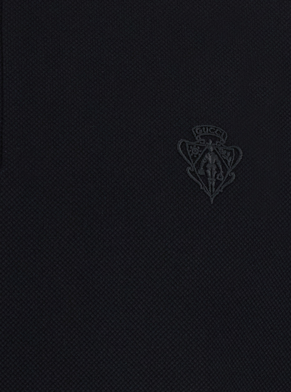 Gucci Men Black Polo Shirt With Contrasting Classic Collar And Logo Embroidery On The Front In Cotton For Men GUCCI