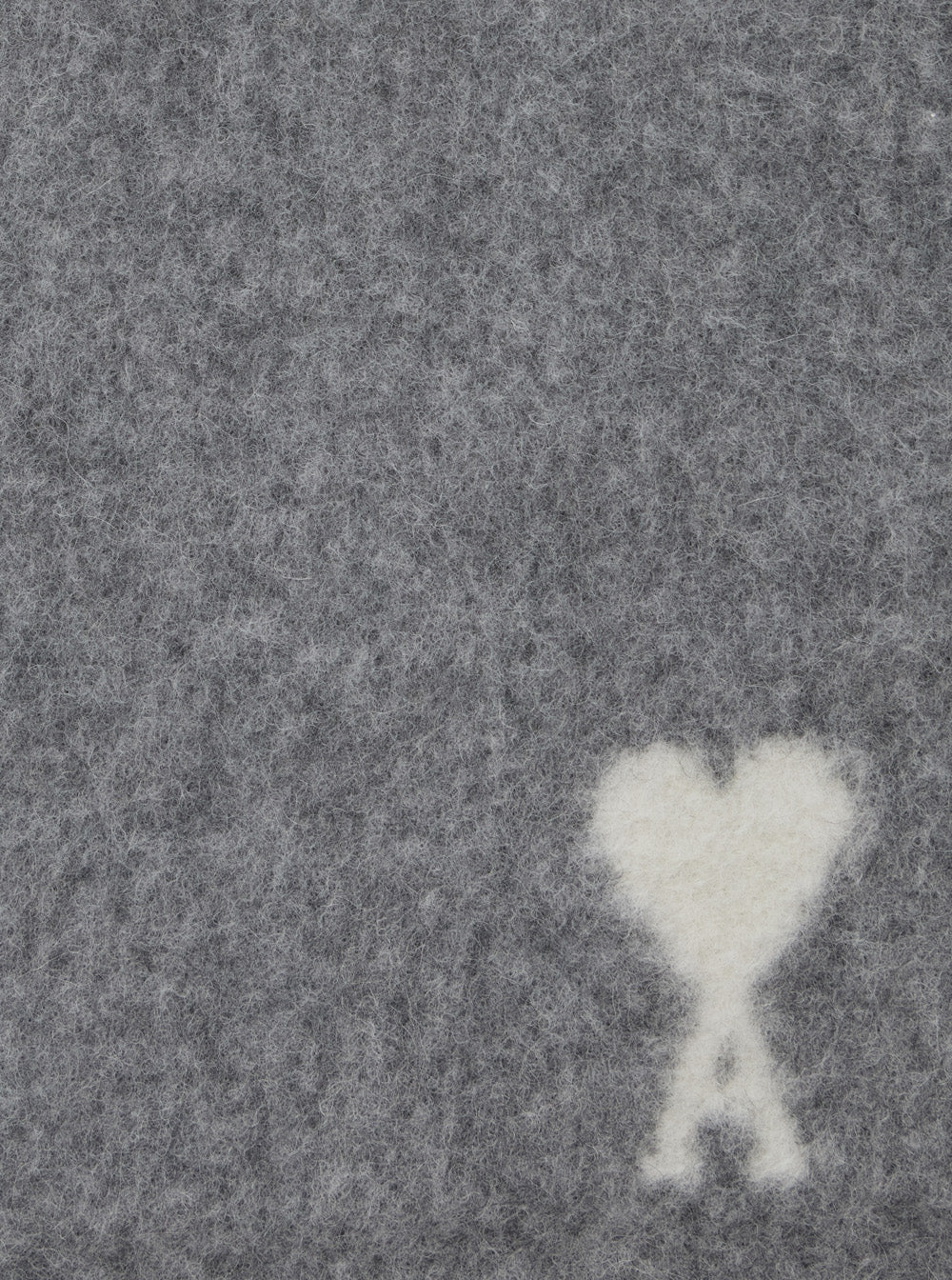 Ami Paris Men Scarf In Alpaca And Wool With Gray Ami De Coeur Jacquard Unisex AMI PARIS