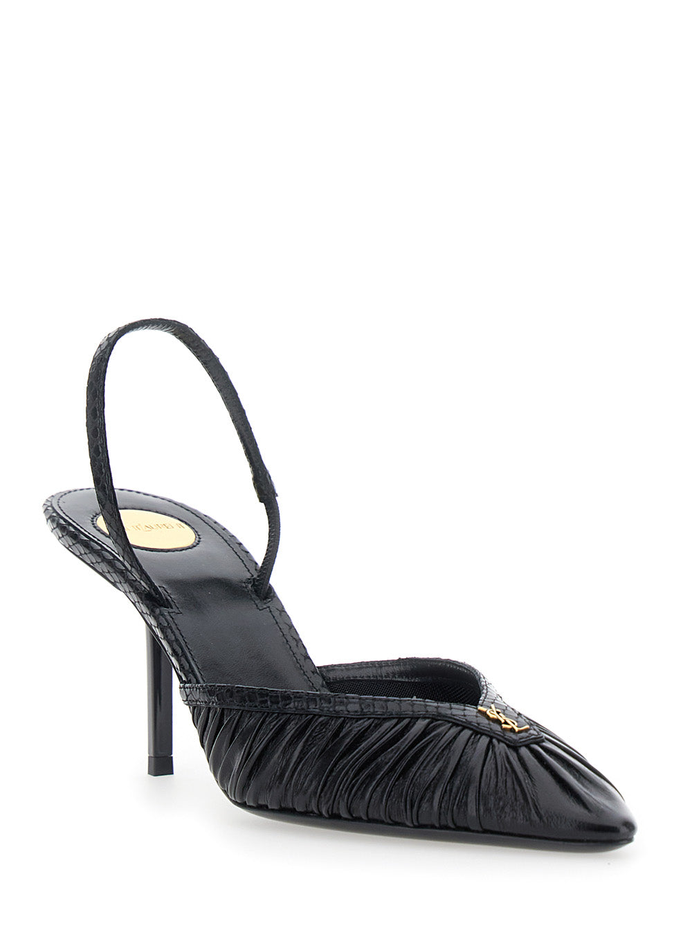 Saint Laurent Women Folie 75 Slingback Pump Embossed Python SAINT LAURENT