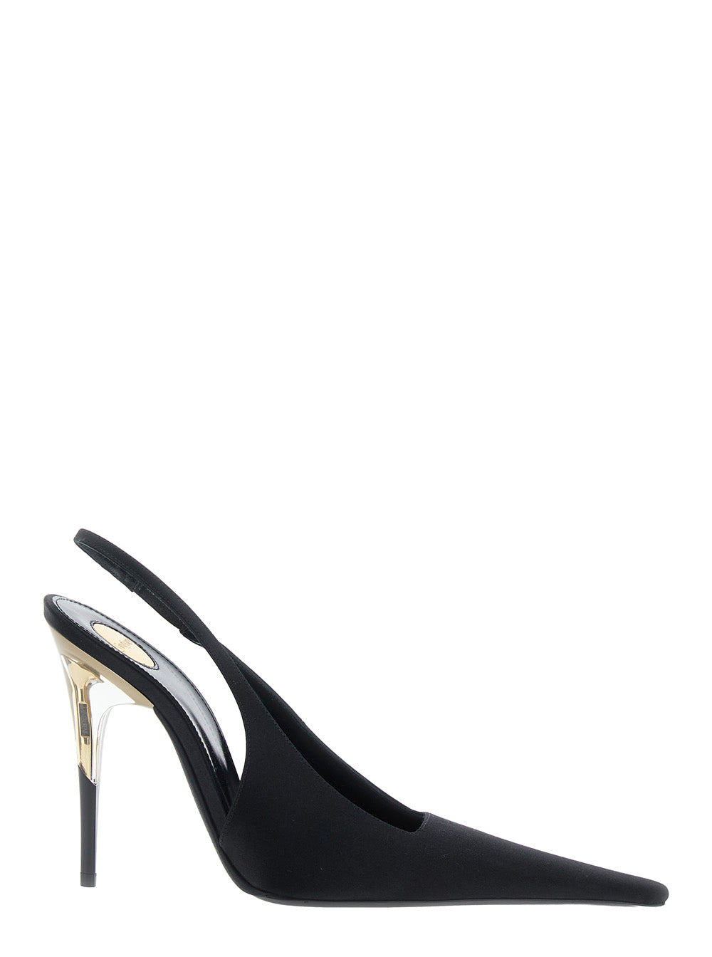Saint Laurent Women 'Goya' Black Pointed-Toe Slingback Pumps With High Stiletto Heel And Elastic Strap In Viscose Blend For Women SAINT LAURENT