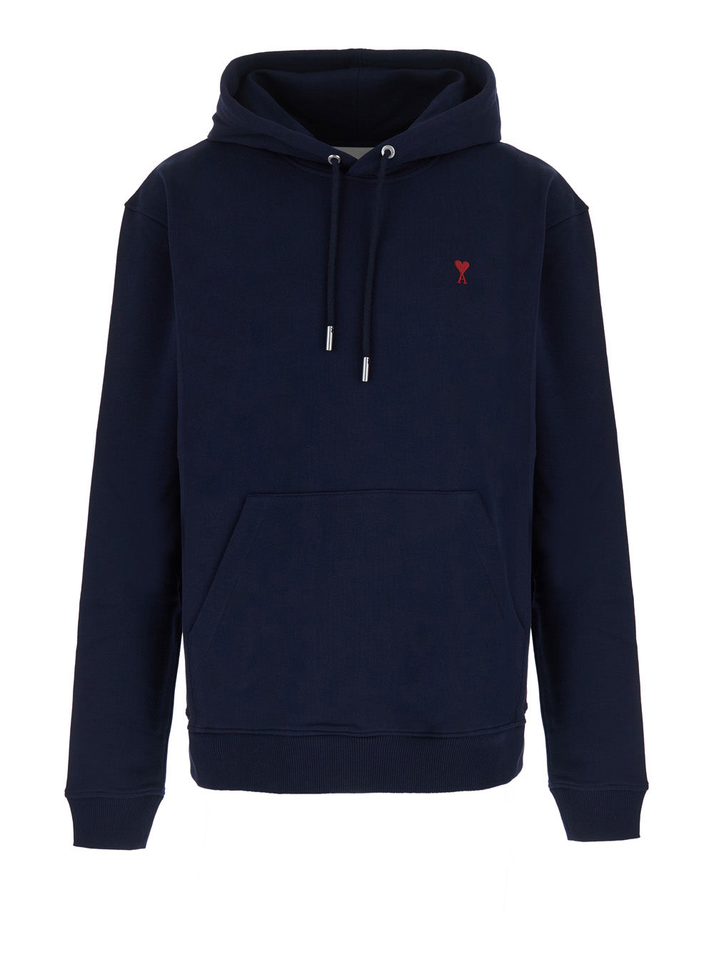 Ami Paris Men Blue Unisex Hoodie With Red Ami De Cœur In Fabric AMI PARIS