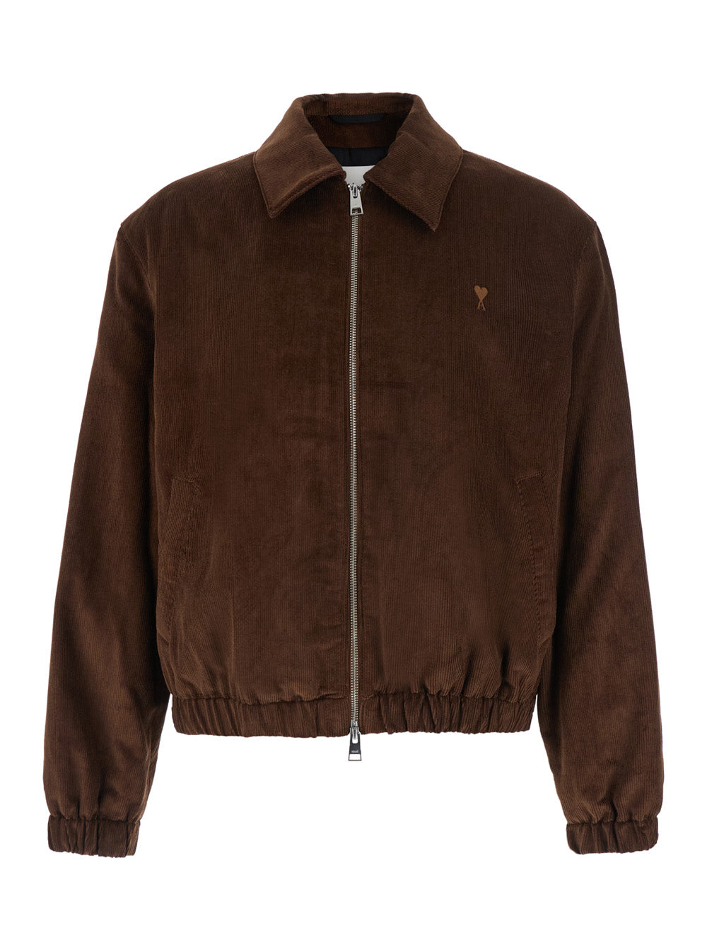 Ami Paris Men Ami Paris Jacket Imbottita Con Zip In Tessuto Tecnica Marrone Uomo AMI PARIS