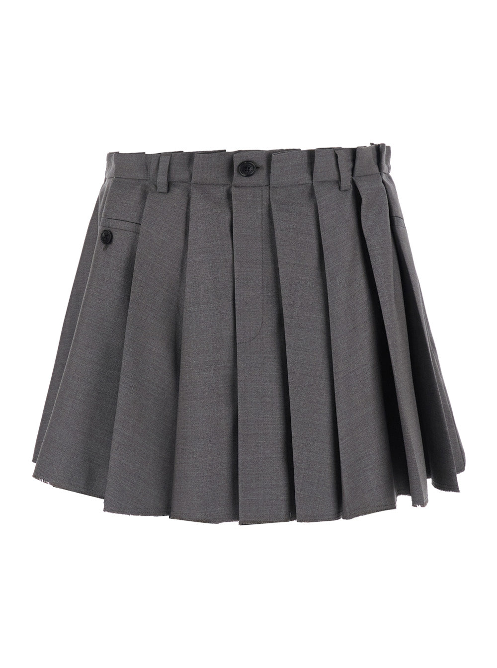 Acne Studios Women Grey Skirt With Pleated Design And Welt Pockets With Button In Wool Blend For Women ACNE STUDIOS