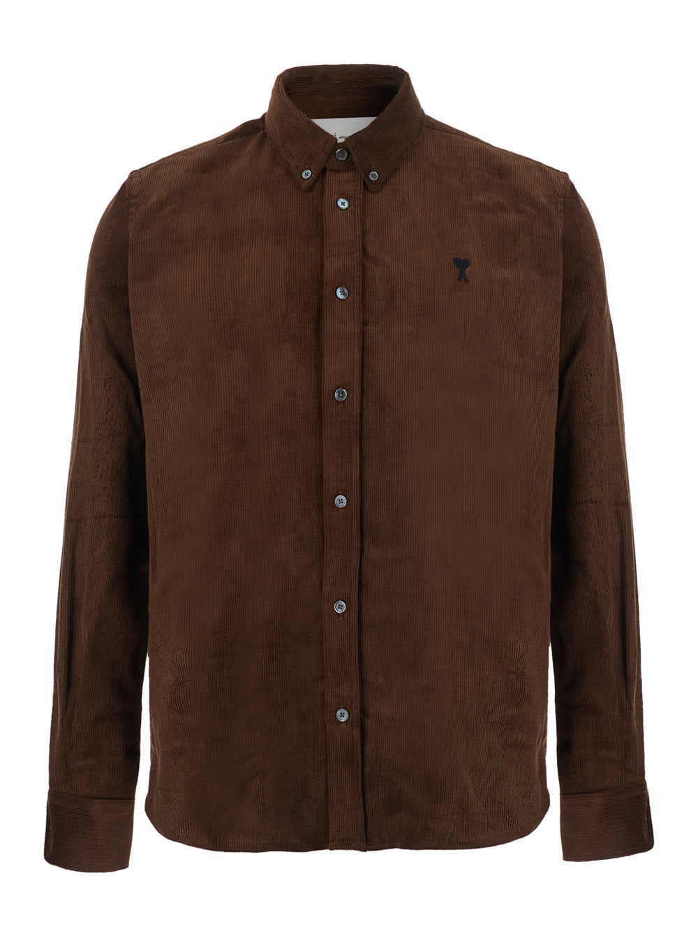 Ami Paris Men Classic Men's Brown Shirt With Button-Down Collar And Fabric AMI PARIS