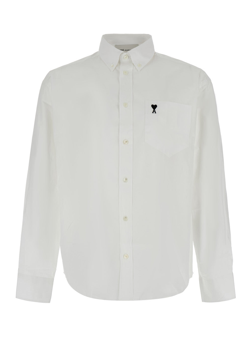Ami Paris Men Boxy Fit Shirt With Button-Down Collar And Ami De Coeur Embroidery In White Fabric For Women AMI PARIS