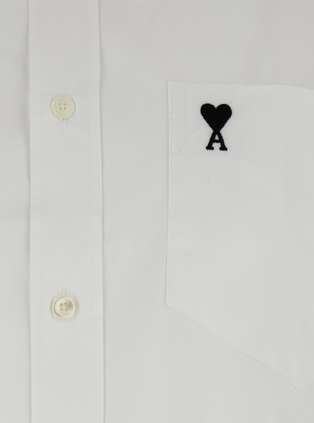 Ami Paris Men Boxy Fit Shirt With Button-Down Collar And Ami De Coeur Embroidery In White Fabric For Women AMI PARIS