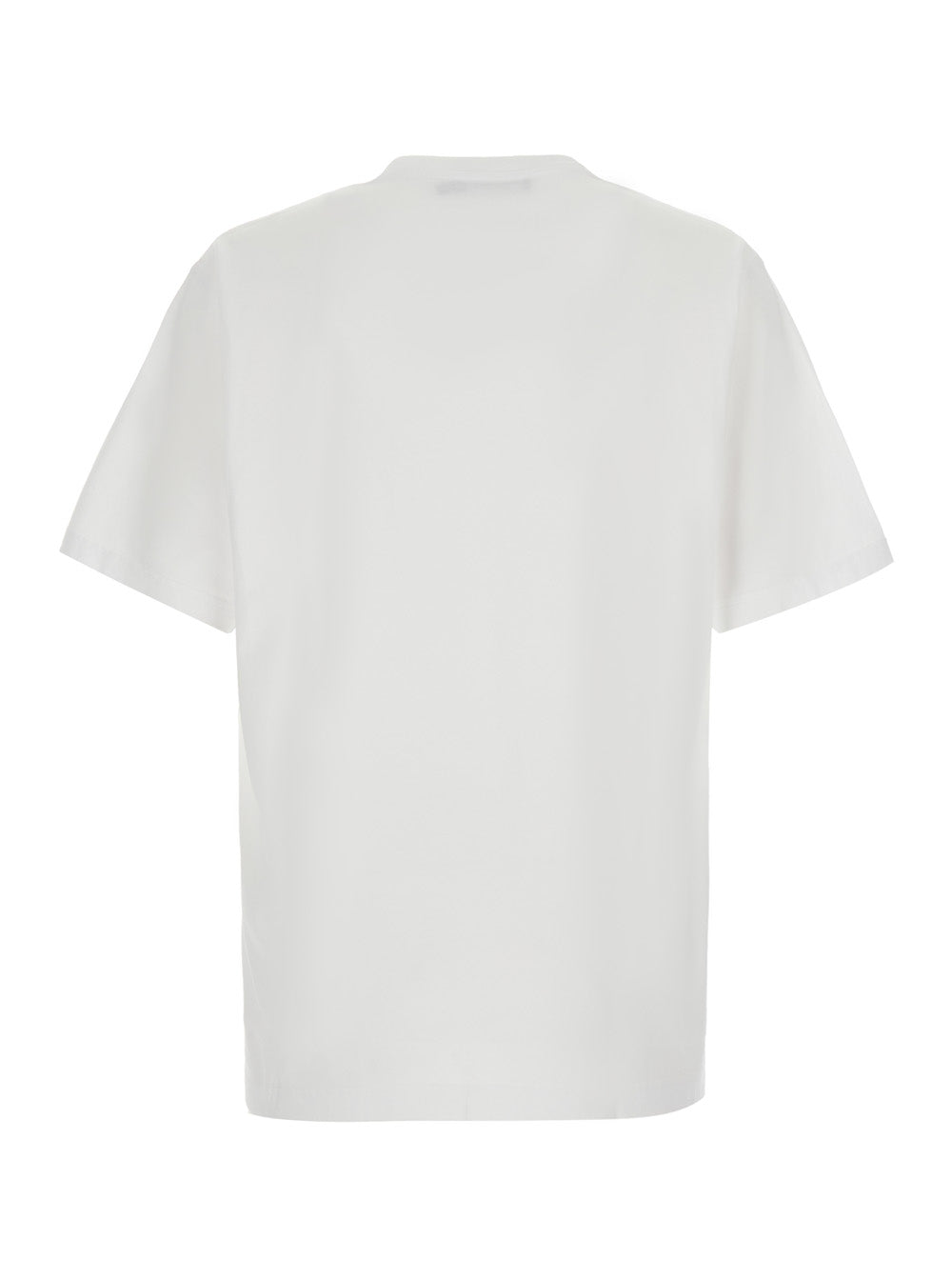 Dolce & Gabbana Men White Crew Neck T-Shirt With Logo Embroidery On The Front In Cotton Men DOLCE & GABBANA
