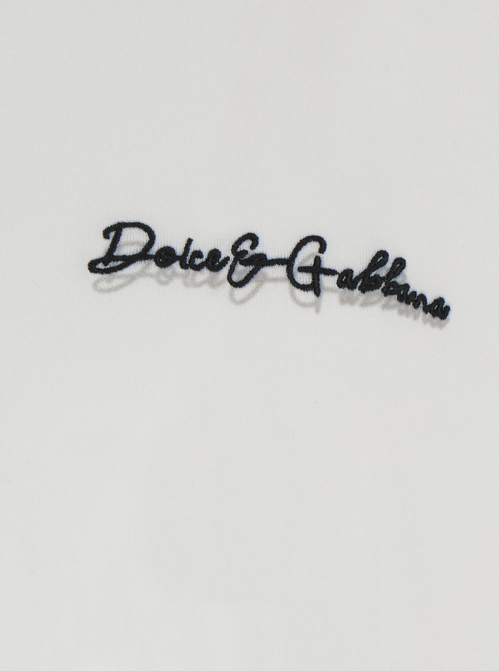 Dolce & Gabbana Men White Crew Neck T-Shirt With Logo Embroidery On The Front In Cotton Men DOLCE & GABBANA