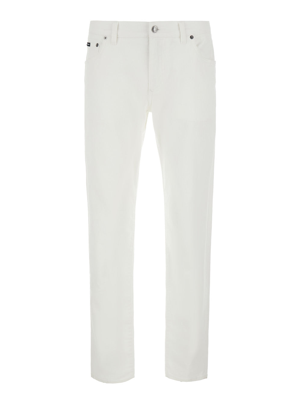 Dolce & Gabbana Men White Five-Pocket Jeans With Logo Plaque On The Back In Cotton For Men DOLCE & GABBANA