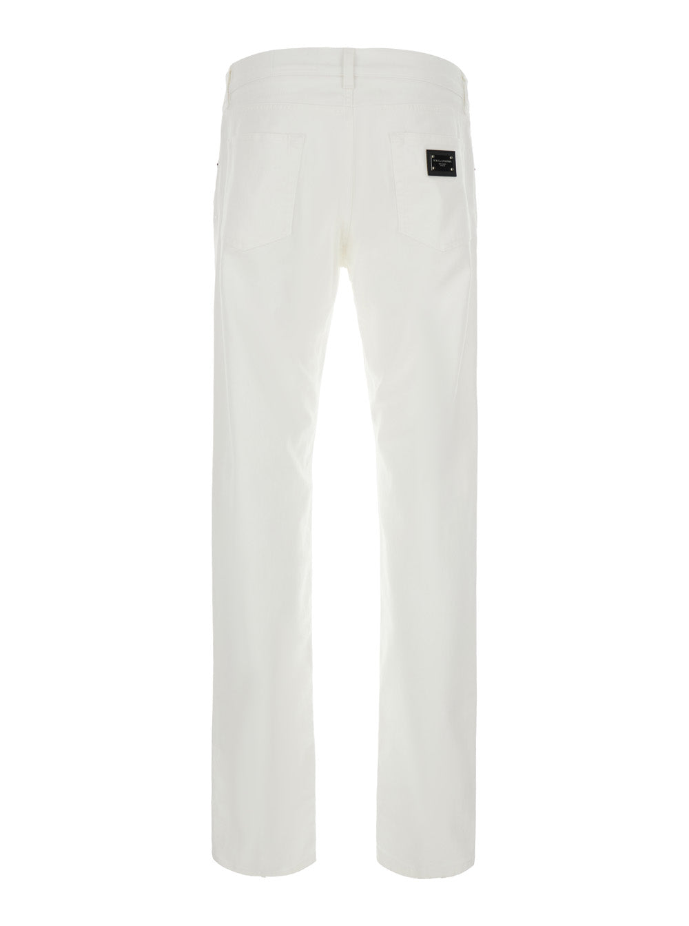 Dolce & Gabbana Men White Five-Pocket Jeans With Logo Plaque On The Back In Cotton For Men DOLCE & GABBANA