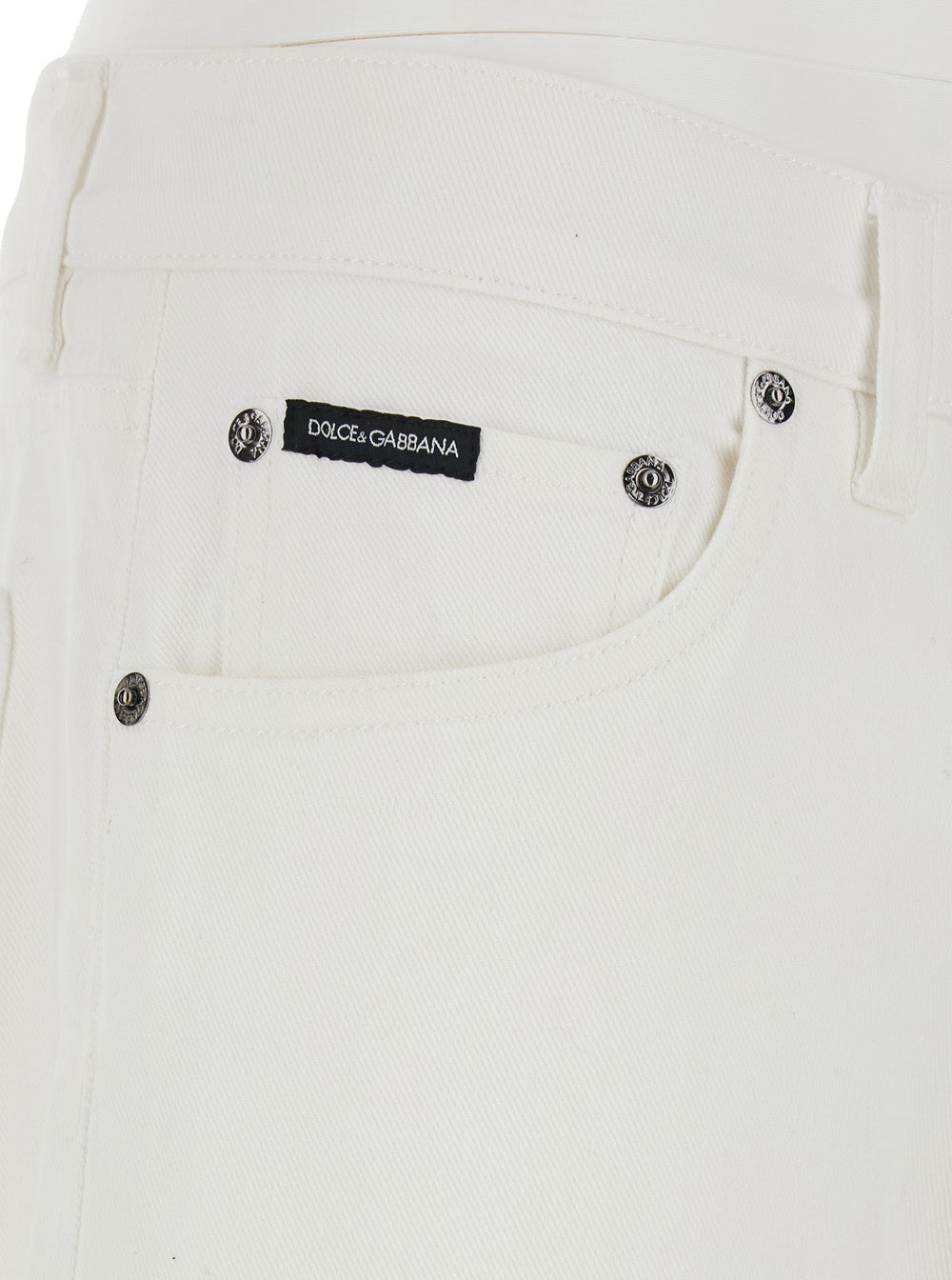Dolce & Gabbana Men White Five-Pocket Jeans With Logo Plaque On The Back In Cotton For Men DOLCE & GABBANA