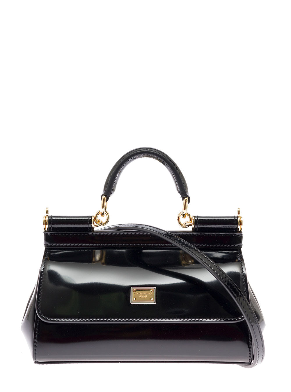 Dolce & Gabbana Women Dolce & Gabbana Woman's Sicily Black Patent Classic Handbag DOLCE & GABBANA
