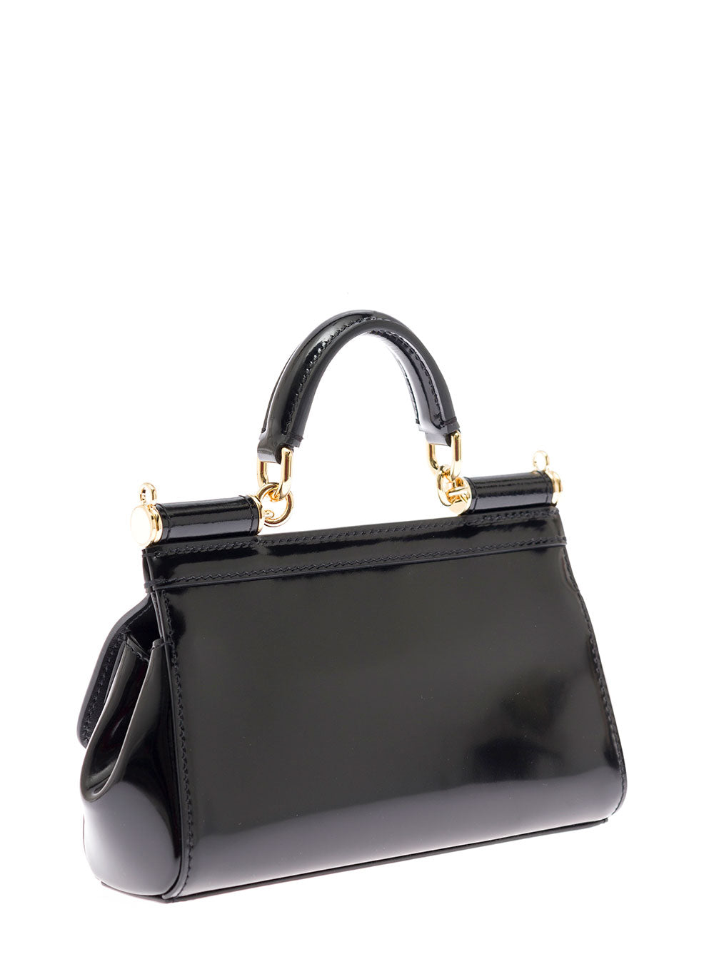 Dolce & Gabbana Women Dolce & Gabbana Woman's Sicily Black Patent Classic Handbag DOLCE & GABBANA