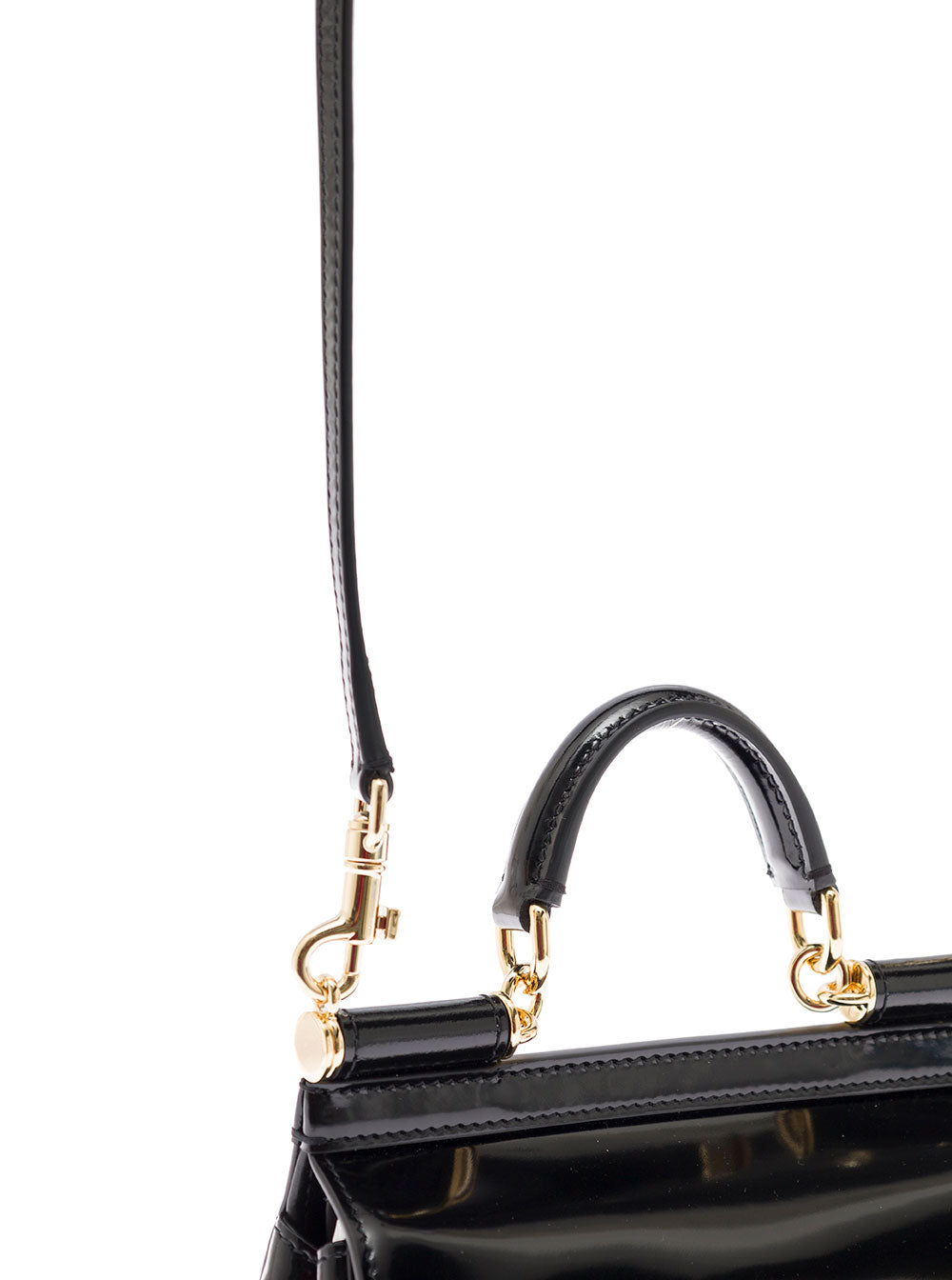 Dolce & Gabbana Women Dolce & Gabbana Woman's Sicily Black Patent Classic Handbag DOLCE & GABBANA