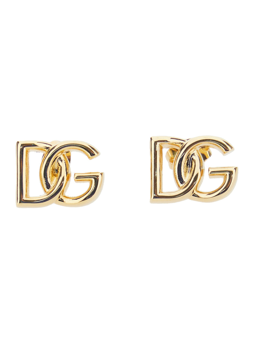Dolce & Gabbana Women Gold-Colored Stud Earrings With Interlocking Dg Motif In Bronze Woman DOLCE & GABBANA