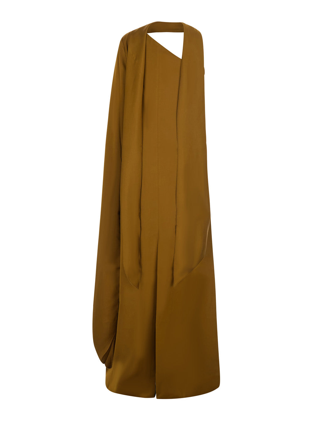 Solace London Women 'Newman' Brown Long Dress With Front Cut-Out And Back Draping In Fabric For Women SOLACE LONDON