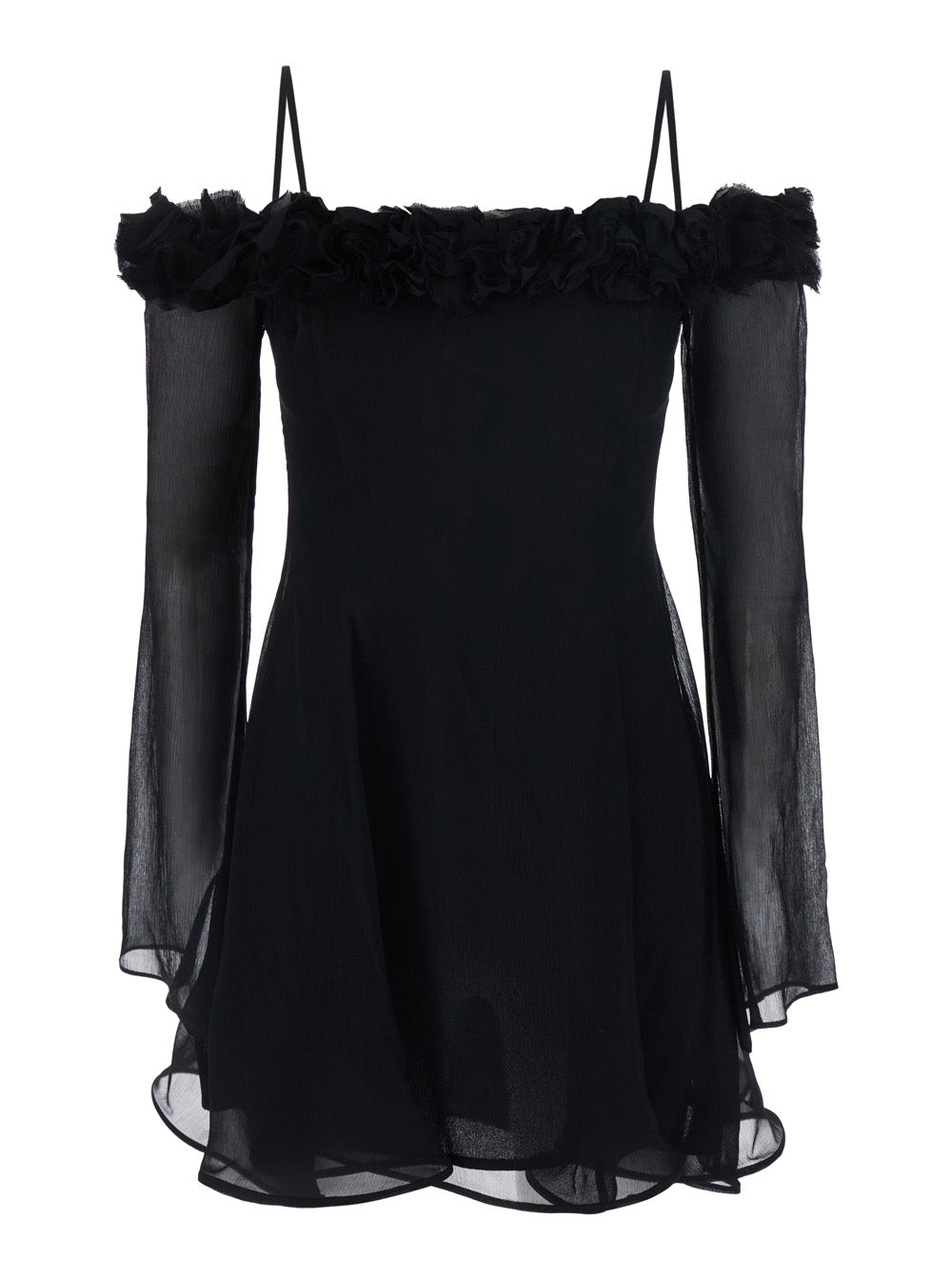 Blumarine Women Black Viscose Creponne Dress With Roses For Women BLUMARINE