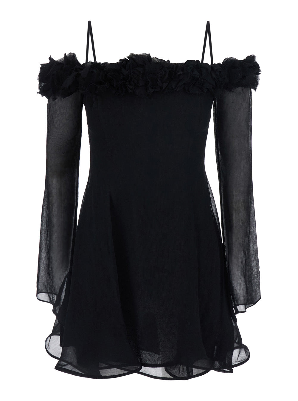 Blumarine Women Black Viscose Creponne Dress With Roses For Women BLUMARINE