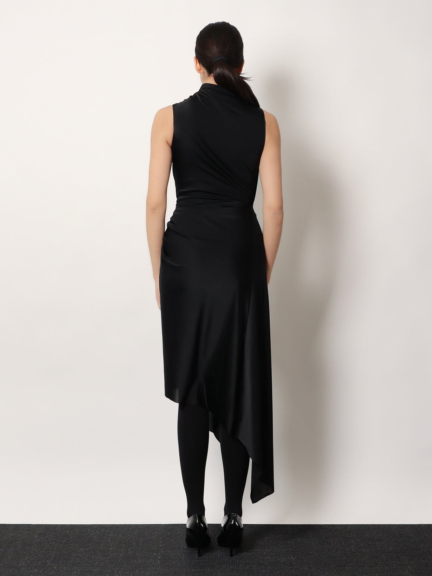 Balenciaga Women Stretch Fabric Long Asymmetrical Dress BALENCIAGA