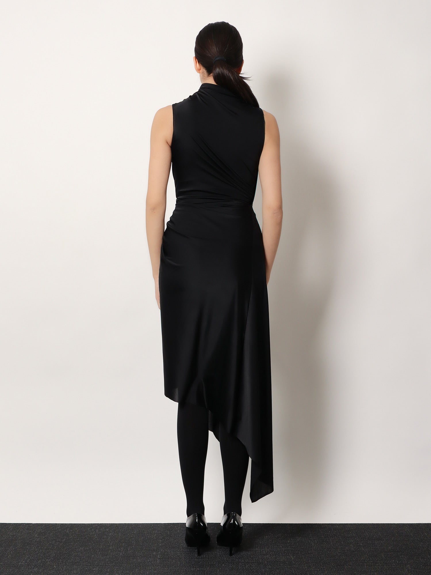 Balenciaga Women Stretch Fabric Long Asymmetrical Dress BALENCIAGA