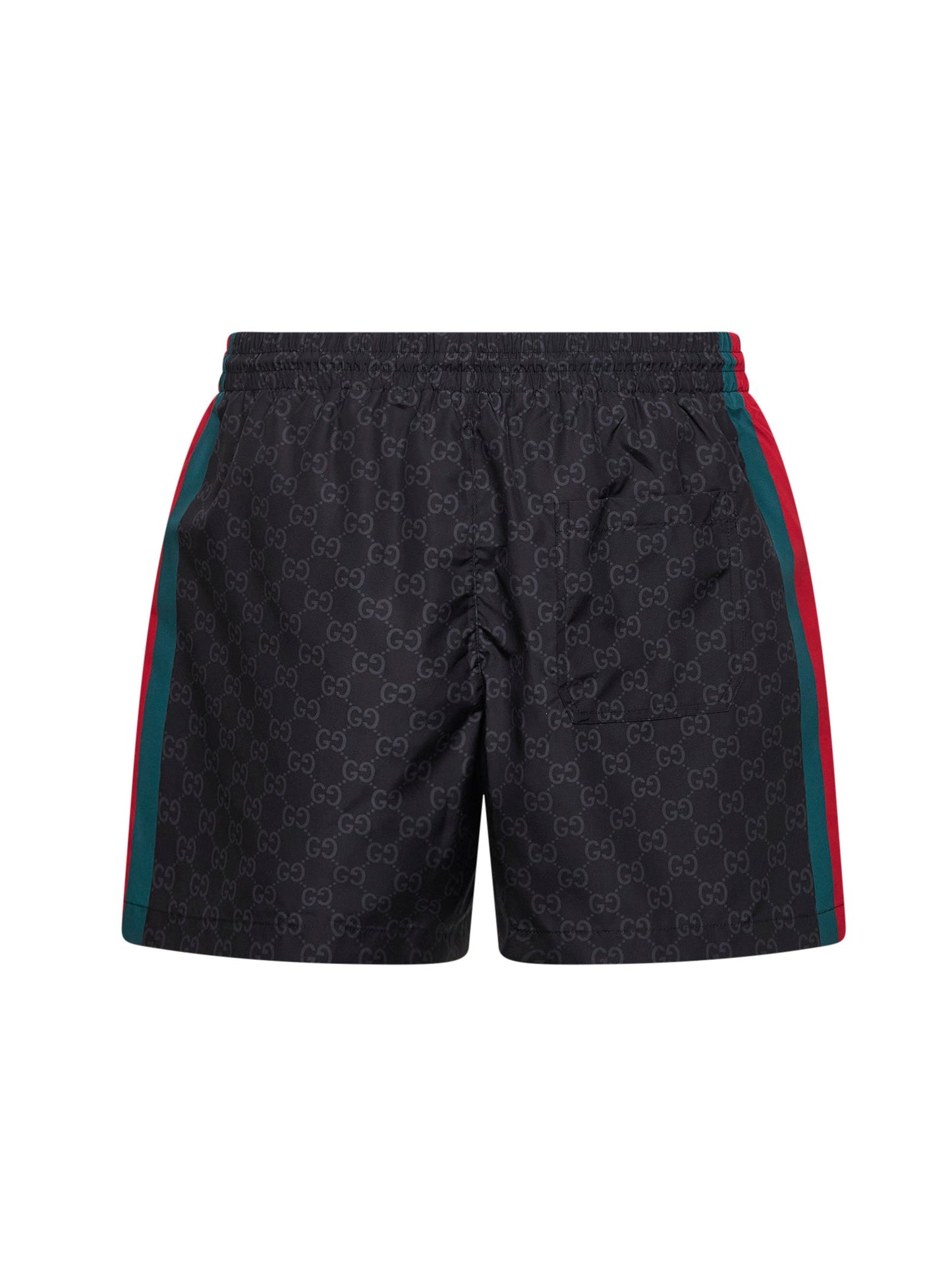 Gucci Men Black Gg Print Nylon Swim Shorts With Web Detail GUCCI