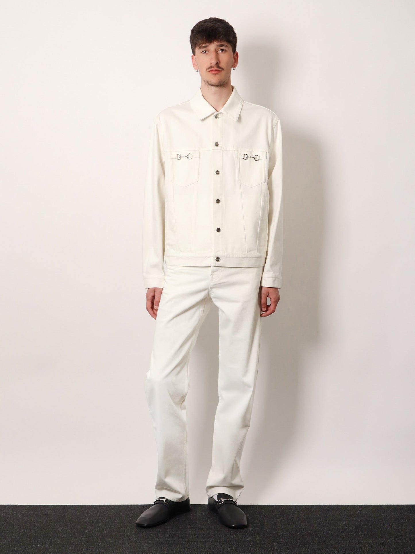 Gucci Men Denim Trousers With Metal Horsebit Detail On The Back GUCCI