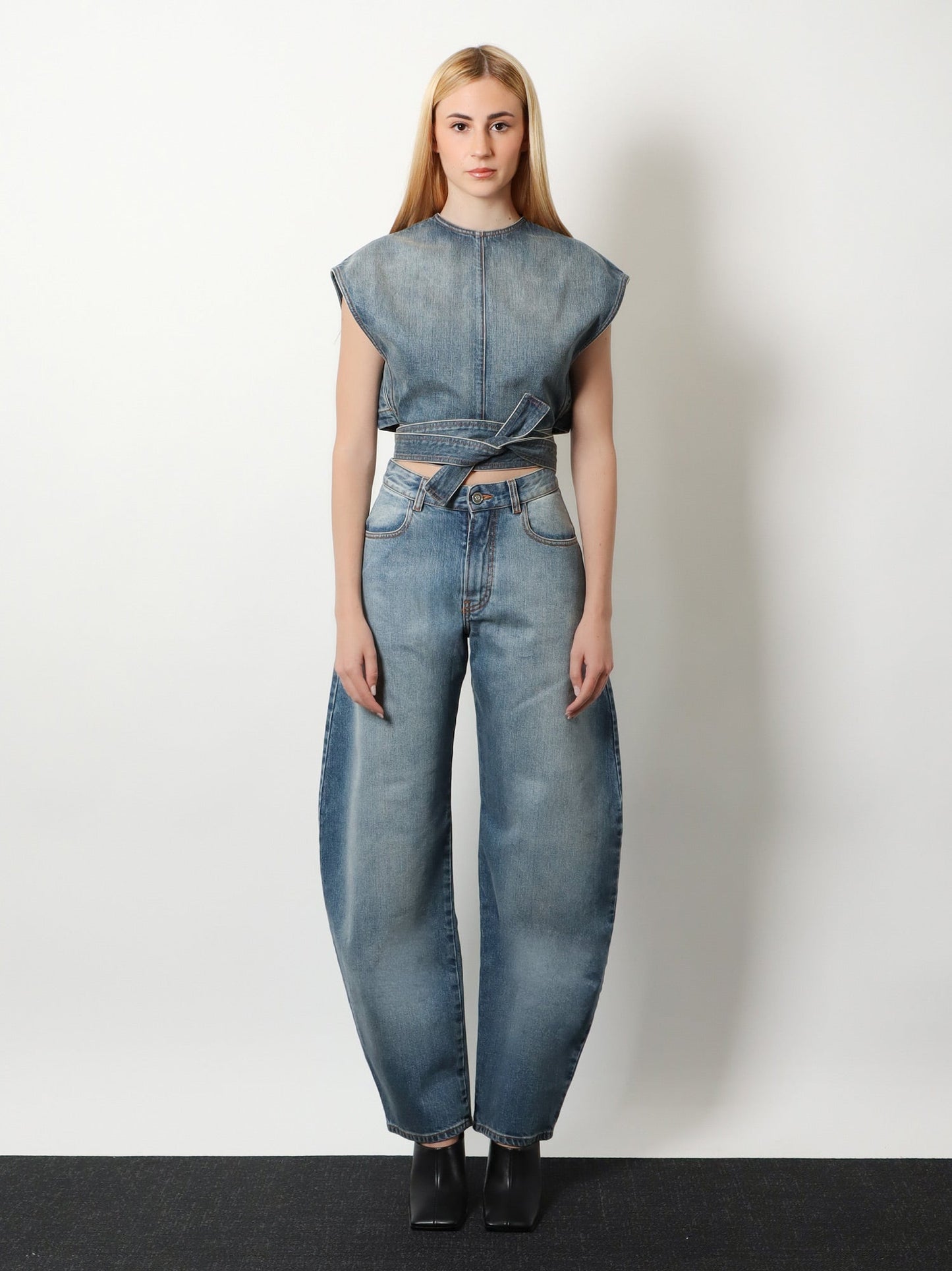 Alaia Women Faded Blue Denim Jeans ALAIA