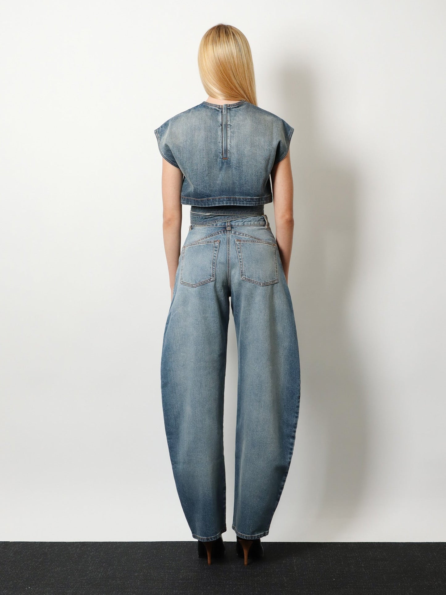 Alaia Women Faded Blue Denim Jeans ALAIA
