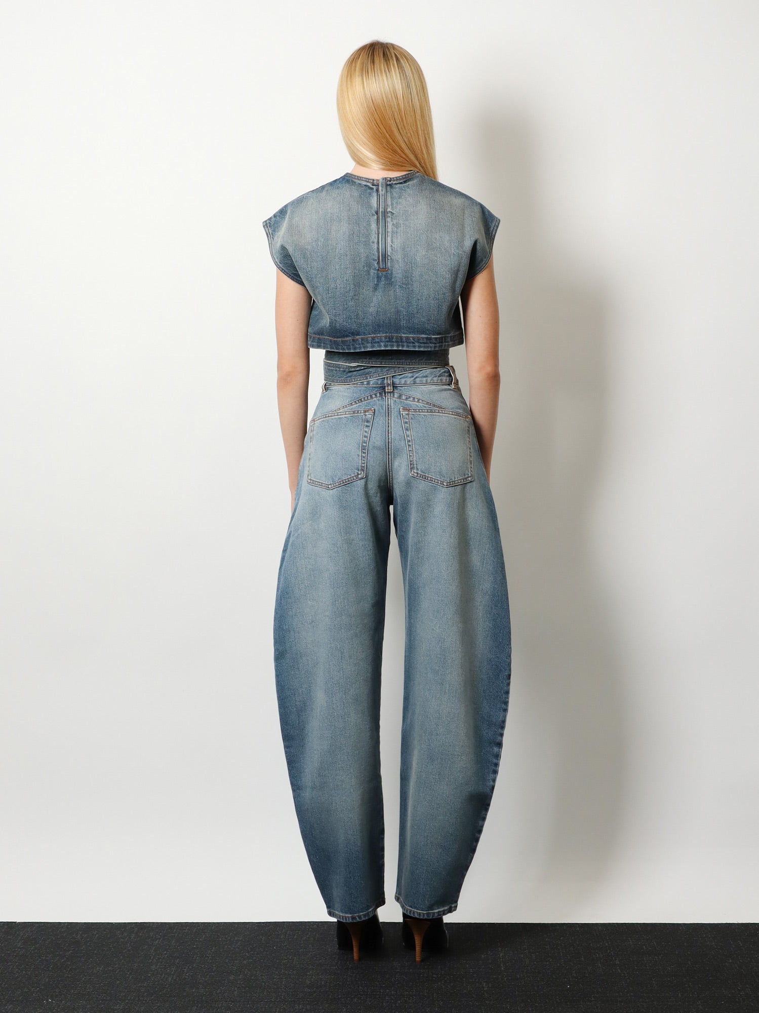 Alaia Women Faded Blue Denim Jeans ALAIA