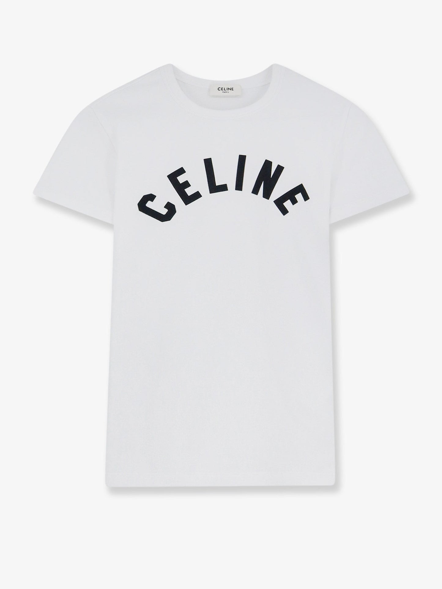 Celine Women Cotton T-Shirt With Front Lettering Logo Print CELINE