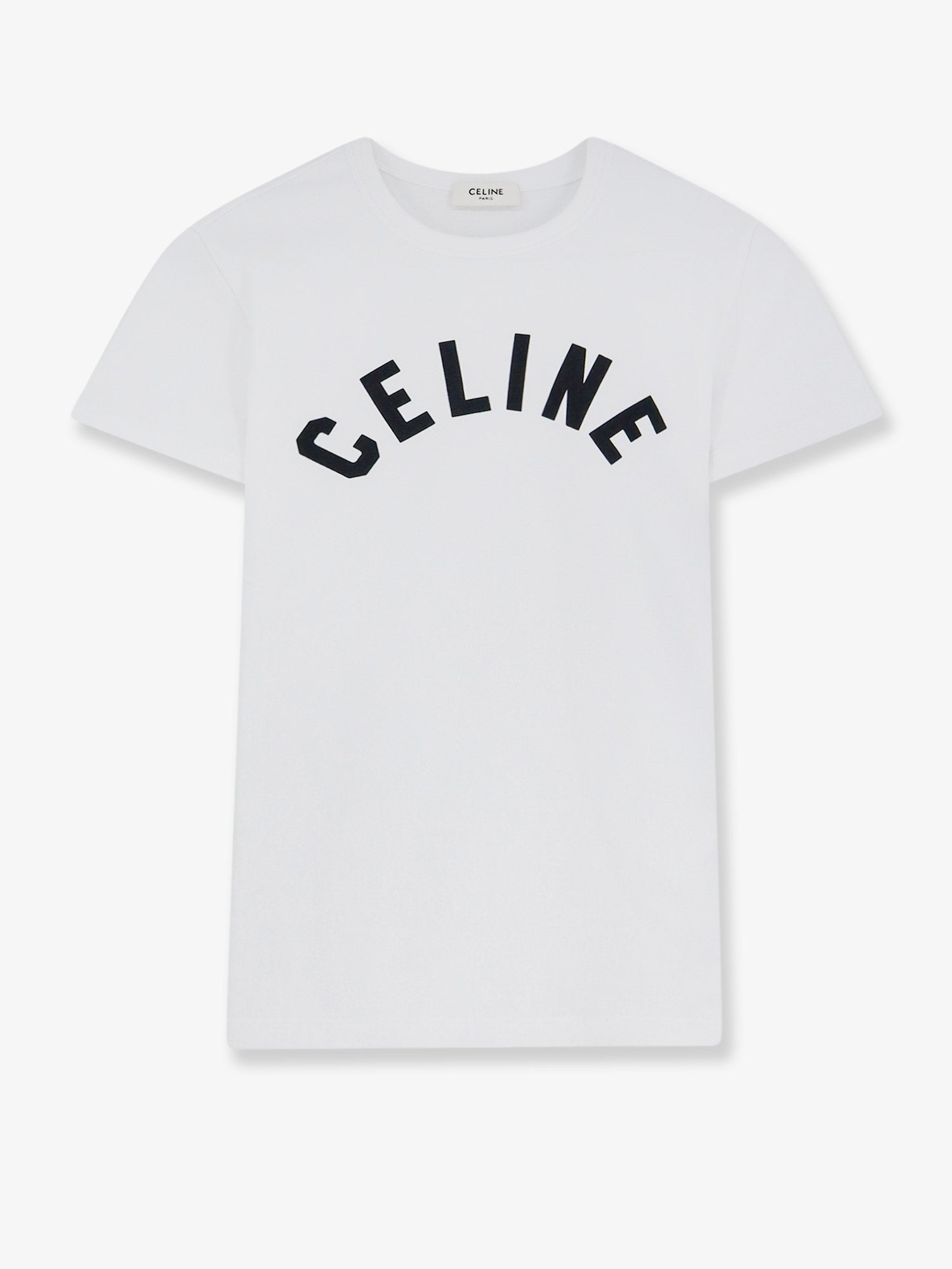Celine Women Cotton T-Shirt With Front Lettering Logo Print CELINE