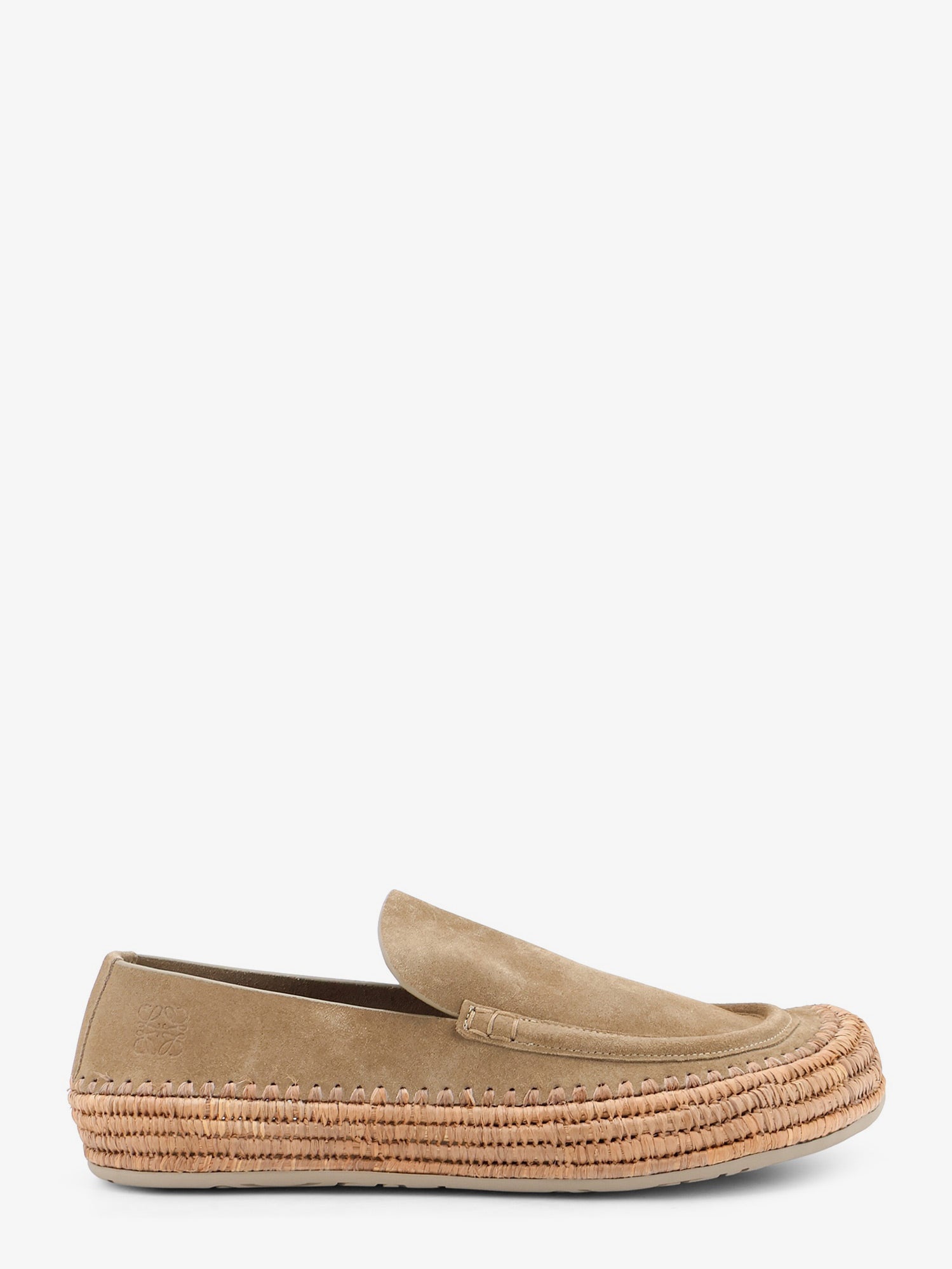 Loewe Men Rio Suede And Raffia Loafers LOEWE