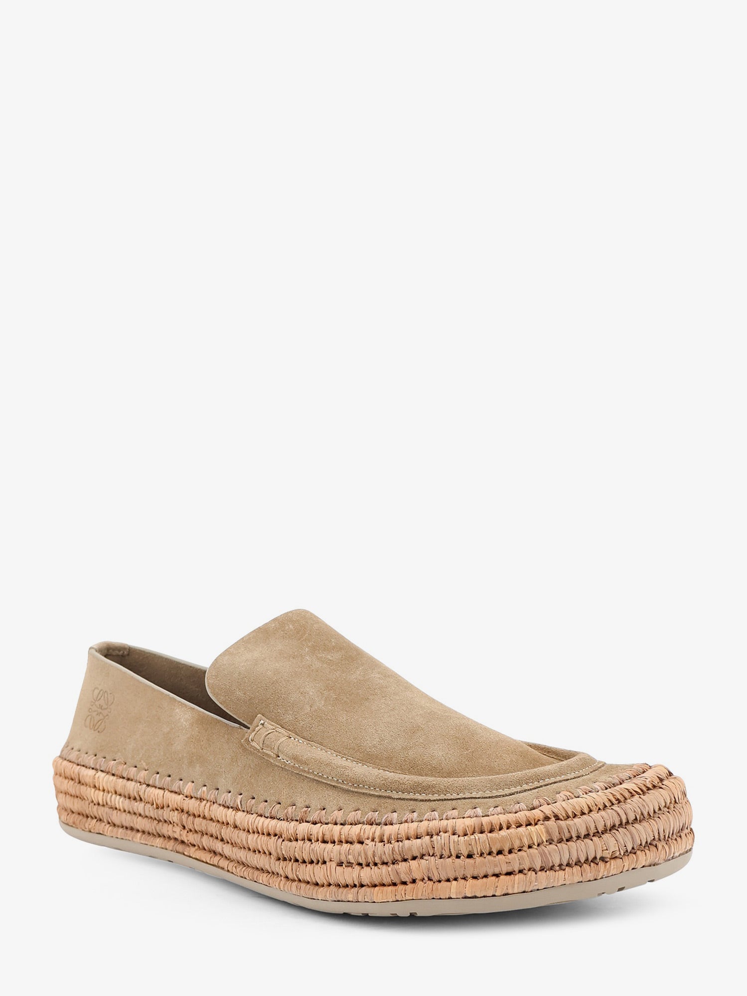 Loewe Men Rio Suede And Raffia Loafers LOEWE