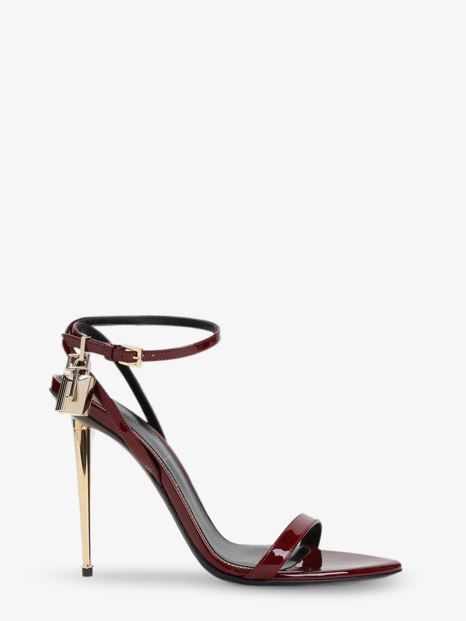 Tom Ford Women Patent Leather Sandals With Iconic Metal Padlock TOM FORD