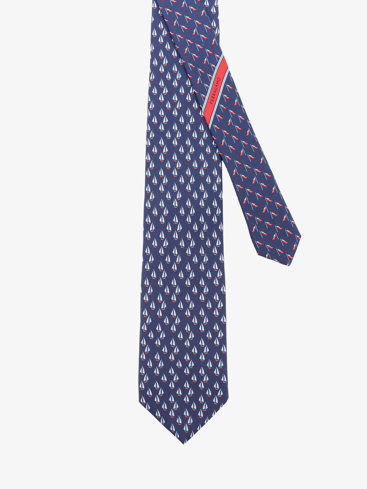 Ferragamo Men Catamarano Silk Tie With Nautica Print FERRAGAMO