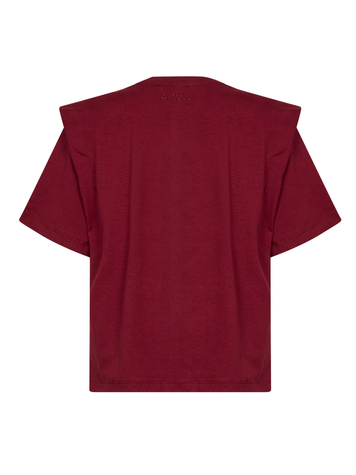 Marant Etoile Women Dark Burgundy Cotton Jersey Zelitos T-Shirt With Shoulder Pads ISABEL MARANT ETOILE