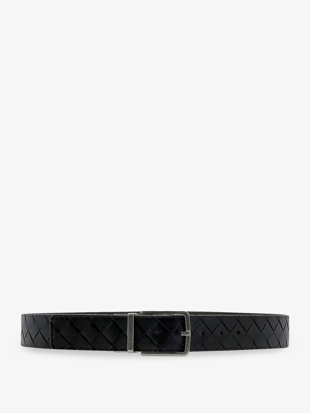 Bottega Veneta Men Leather Belt With Intrecciato Pattern
