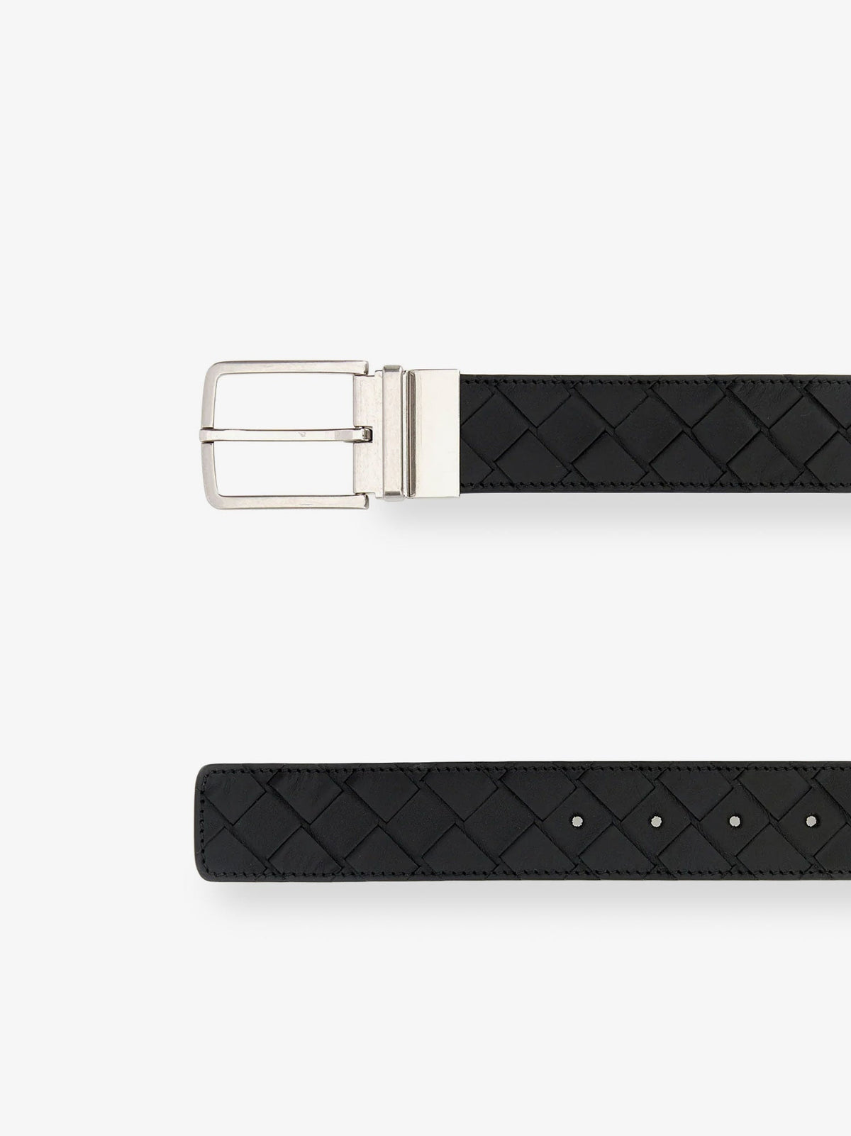 Bottega Veneta Men Leather Belt With Intrecciato Pattern
