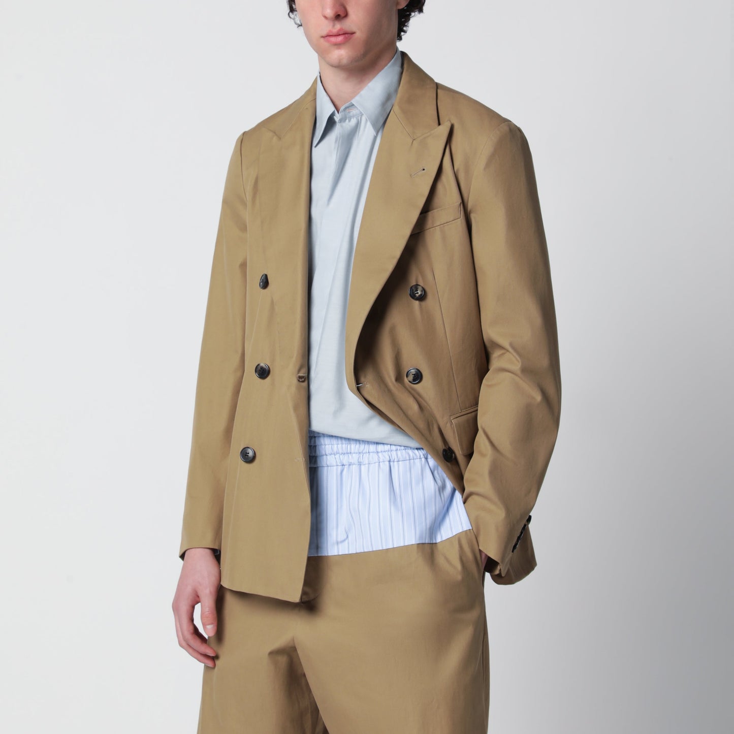 Dries Van Noten Camel Double-Breasted Jacket Men DRIES VAN NOTEN