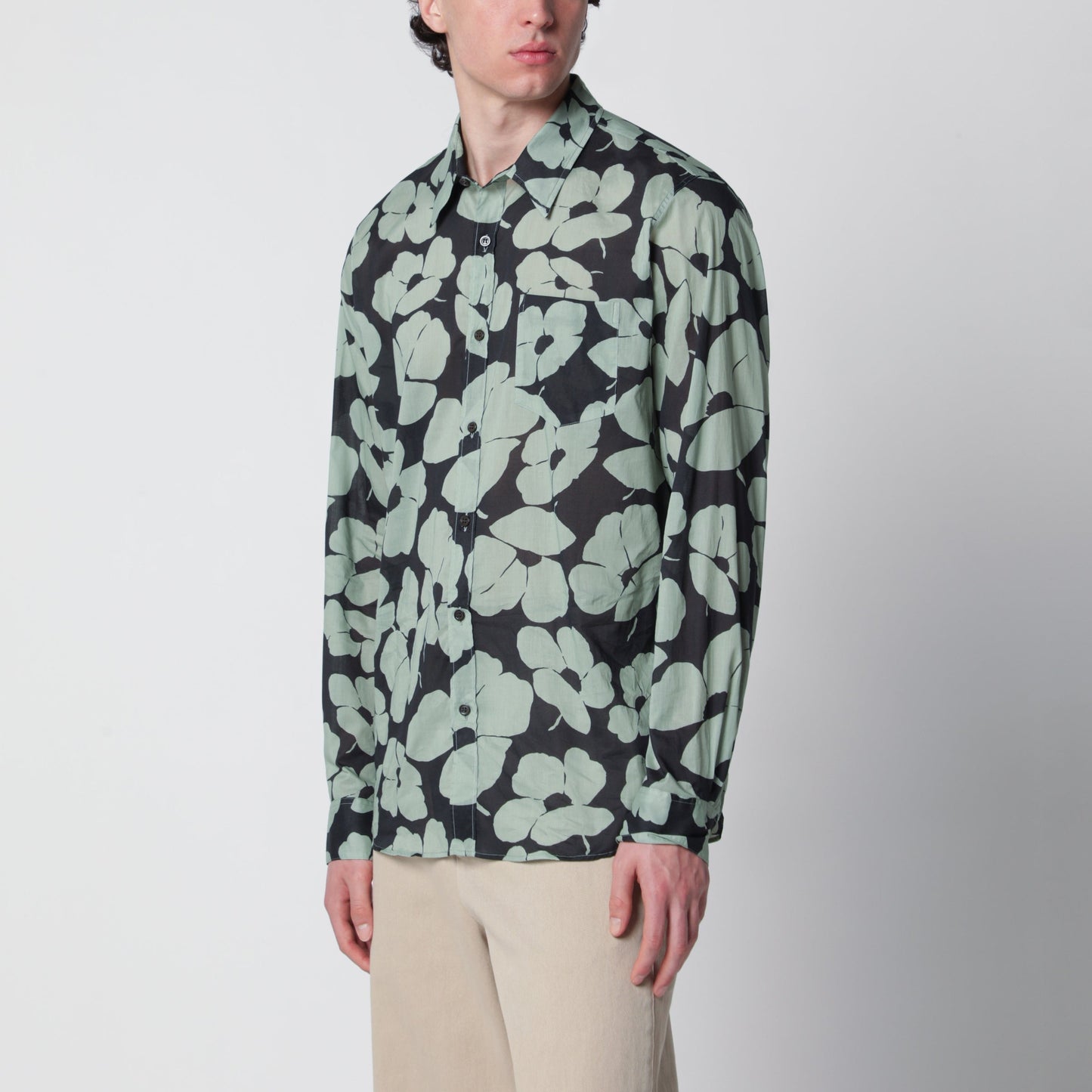 Dries Van Noten Shirt With Floral Print Pistachio Color Men DRIES VAN NOTEN