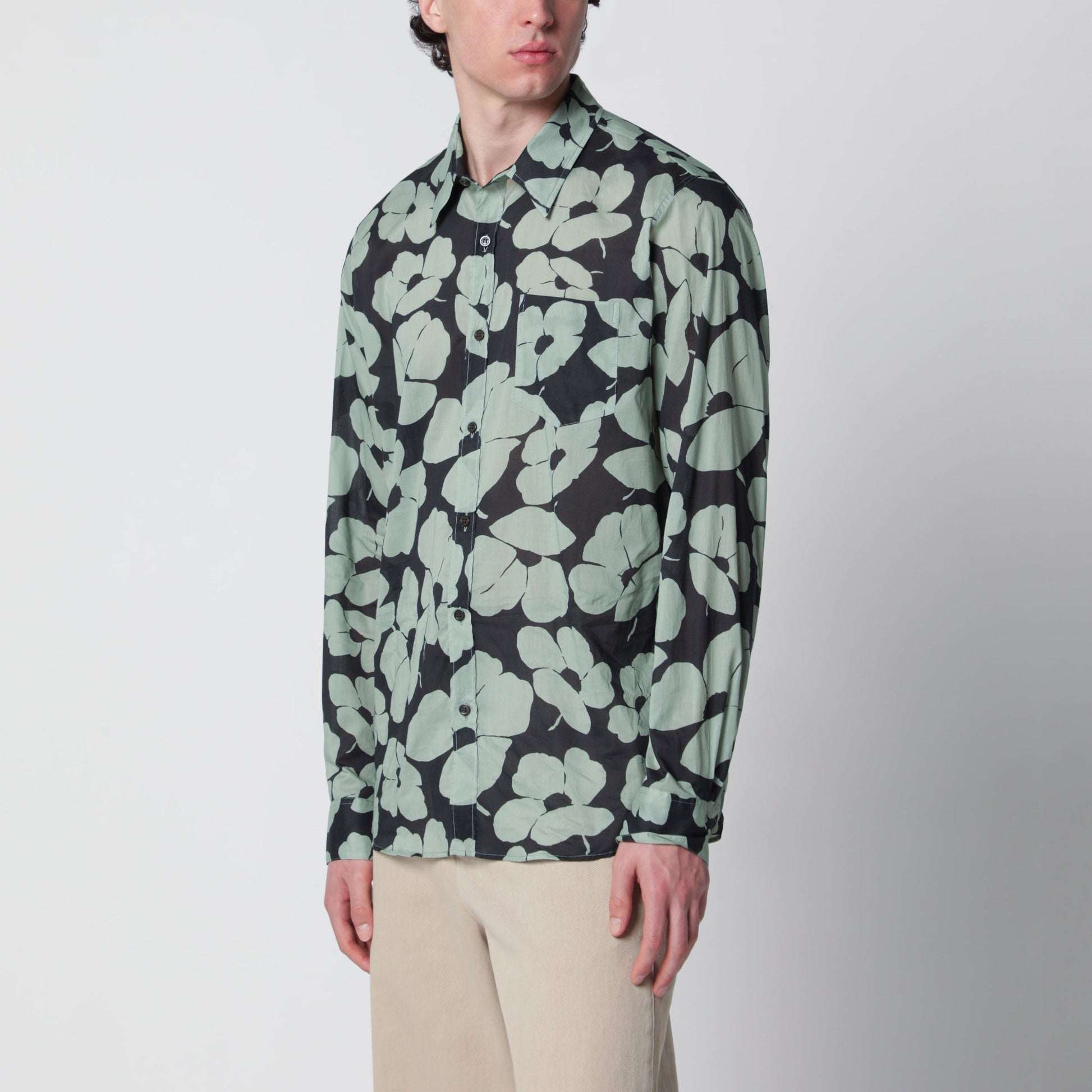 Dries Van Noten Shirt With Floral Print Pistachio Color Men DRIES VAN NOTEN