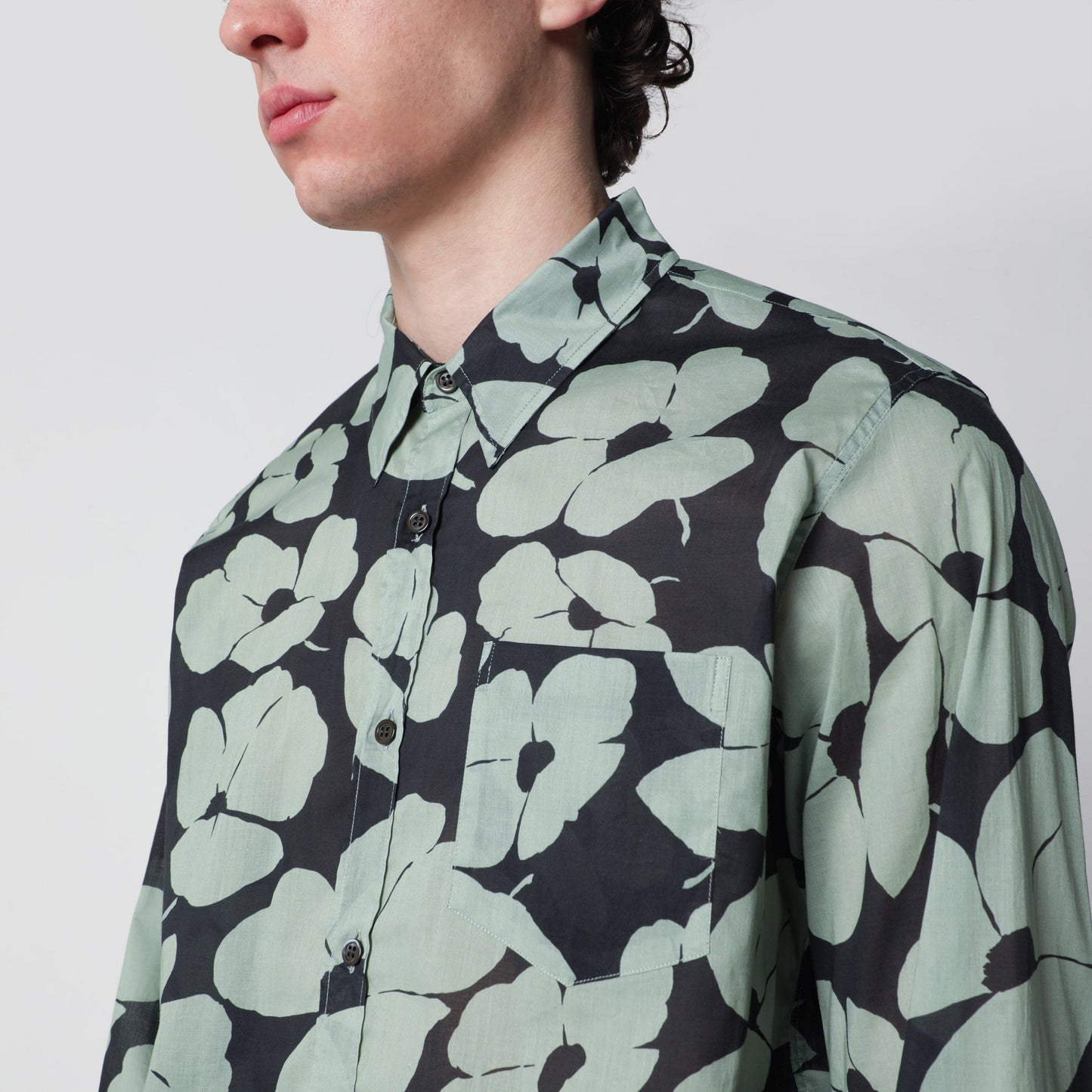 Dries Van Noten Shirt With Floral Print Pistachio Color Men DRIES VAN NOTEN