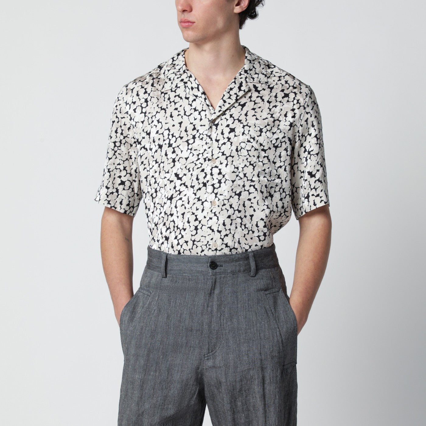Dries Van Noten Viscose Shirt With Black/Ecru Pattern Men DRIES VAN NOTEN